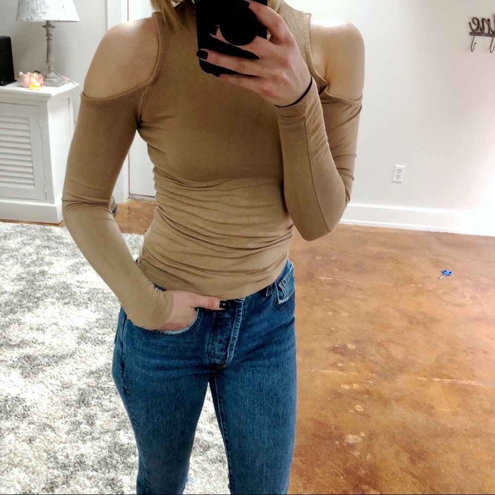Forever 21 Mock Neck Cold Shoulder Top